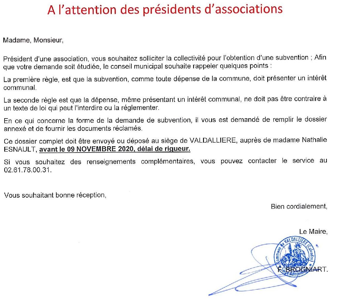 Dossiers de demandes de subventions